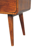 English Elm Solid Wood Large Curved Chestnut Bedside