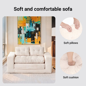 English Elm Loveseat Sofa Bed With Memory Foam & Durable Steel Frame - Stylish 2-In-1 Design For Small Spaces W2959P379141