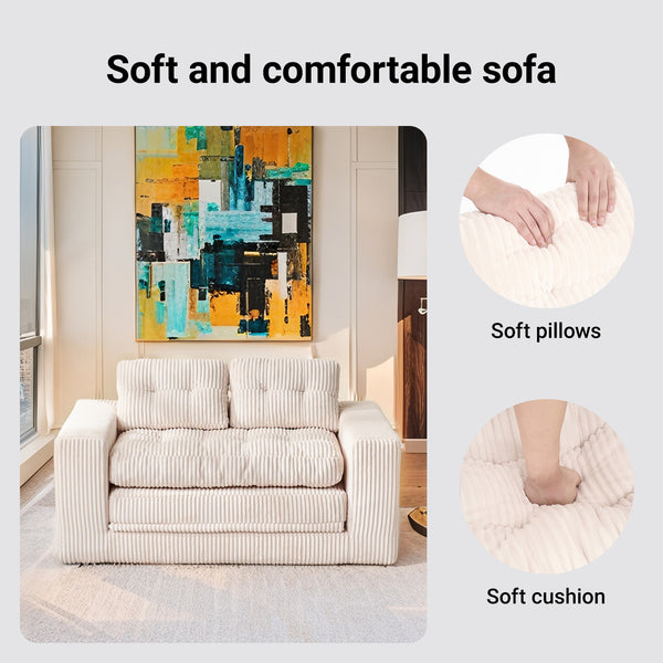 English Elm Loveseat Sofa Bed With Memory Foam & Durable Steel Frame - Stylish 2-In-1 Design For Small Spaces W2959P379141