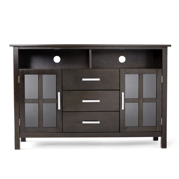 English Elm Kitchener Tall Tv Media Stand In Hickory Brown - Handcrafted Solid Wood, Glass Doors & Adjustable Storage B136P159553