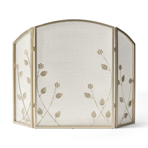 English Elm Christopher Knight Home® - FIRE Screen Gold Iron Fireplace Shield with Decorative 35.25x26.75 Inch Durable Heat-Resistant Guard 65186.00GLD