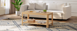 English Elm Arc Corner Oak Coffee Table with Open Shelf Wave Grain Legs Modern Living Room Accent W5563P449955
