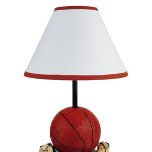 English Elm 15" Tall Basketball-Themed Accent Table Lamp With Durable Polyresin Base & Cozy Linen Shade B072116094