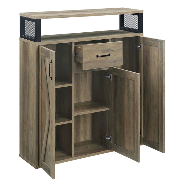 English Elm Rustic Oak Server Cabinet with 3 Barn Doors, Adjustable Shelves, Drawer & Top Shelf Storage for Dining Room (39.5"W) B062P185675