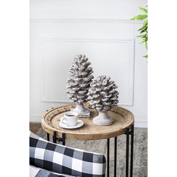 English Elm Set of 2 Polyresin Pinecone Sculptures Woodland Accent Decor for Mantel or Console W2078P360995