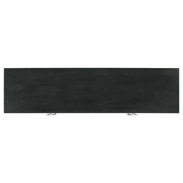English Elm Washoe Rustic Walnut and Silver 4-Door Accent Cabinet with Metal Legs, Storage Shelves, 67"W B062P358336
