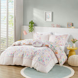 Lulu Casual Floral Reversible Cotton Duvet Cover Set with Throw Pillow