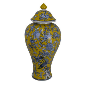 English Elm Avery Sculptural Ceramic Vase with Spiral Ribbed Texture for Modern Home Decor Blue+Yellow B056P416931