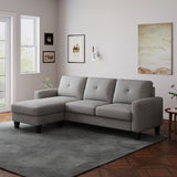 English Elm Living Room Furniture With Polyestr Fabric L Shape Couch Corner Sofa For Small Space Grey