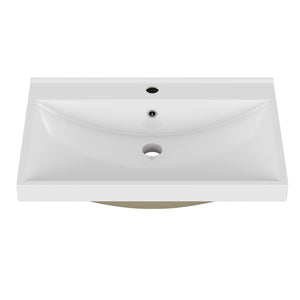 English Elm 24 Inch Thickened Ceramic Vanity Top Glossy White Basin for Small Bathroom Powder Room W3151P374492