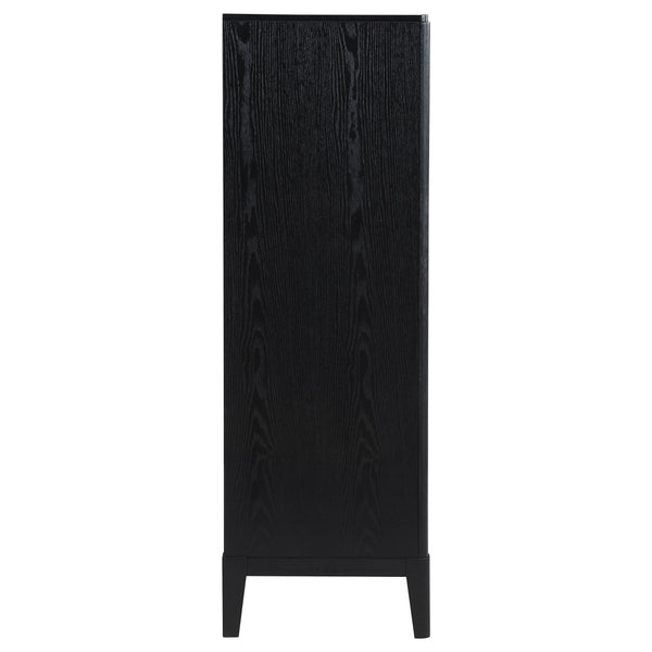 English Elm Mason Black 5-Drawer Chest – Stylish Storage Solution With Fluted Accents For Modern Bedrooms B062P354069