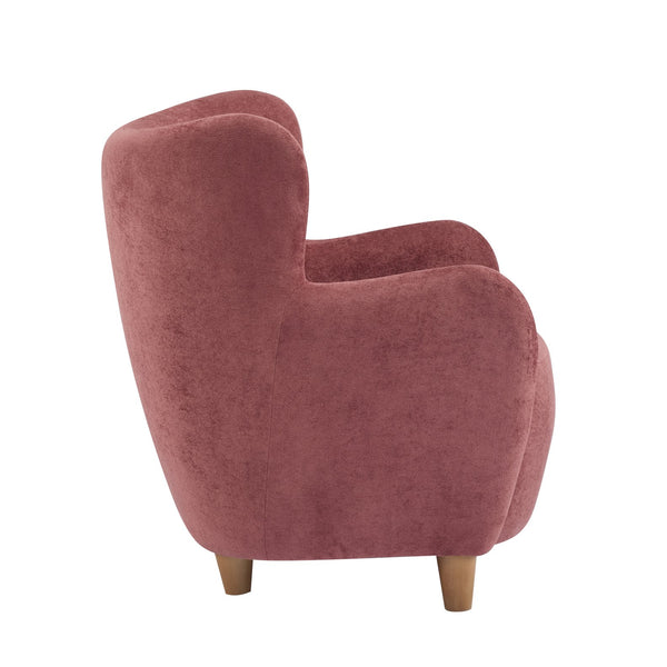 English Elm Christopher Knight Home® - Lucia Velvet Wingback Armchair with Pocket Spring Cushion, Mid-Century Birch Legs, Luxe Comfort Red,Teak 31.5 L x 30.75 W x 30.5 H N776P205426R