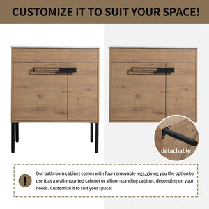 English Elm 30 Inch Bathroom Vanity With Sink – Transform Your Space With Modern, Versatile Design & Storage! W999S00077