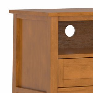 English Elm Warm 72" Low TV Media Stand Light Brown Solid Wood 80" TV Capacity Shaker Design Storage Drawers B136P203481