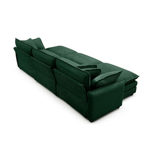 English Elm Oversized Modular Cushioned Sofa With 3 Ottomans - Transformable Sleeper & Stylish Green Corduroy W714S00739-GIGA