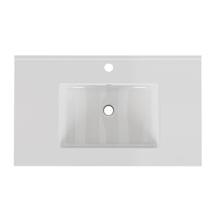 English Elm 30-inch White Ceramic Drop-in Sink for Minimalist Bathrooms with Pre-drilled Faucet W3151P360951