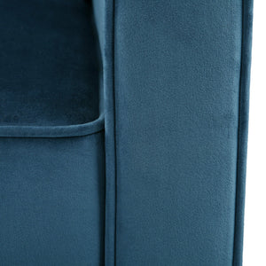 English Elm Christopher Knight Home® - Blue Velvet Upholstered Club Chair with Tonal Piping, Tapered Birch Legs, Plush Polyester Velvet Comfort N758P268293B