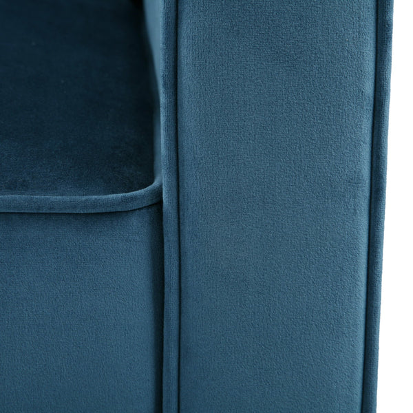 English Elm Christopher Knight Home® - Blue Velvet Upholstered Club Chair with Tonal Piping, Tapered Birch Legs, Plush Polyester Velvet Comfort N758P268293B