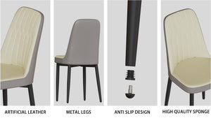 English Elm 63" Medieval Modern Dining Table & Pu Chair Set For 4 - Stylish, Durable, Ergonomic, Easy Assemble W2189S00696