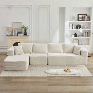 English Elm 106" Cloud Sectional Couch - Modern L-Shape Modular Sofa With Plush Corduroy, No Assembly Needed! W1143S00026