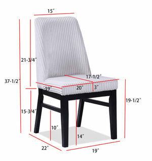 English Elm 2pc Contemporary Upholstered Side Chair with Textured Fabric High Back Cushioned Seat, Elegant Dining Comfort White+Black 22.5 L x 23.5 W x 29 H B011P241349