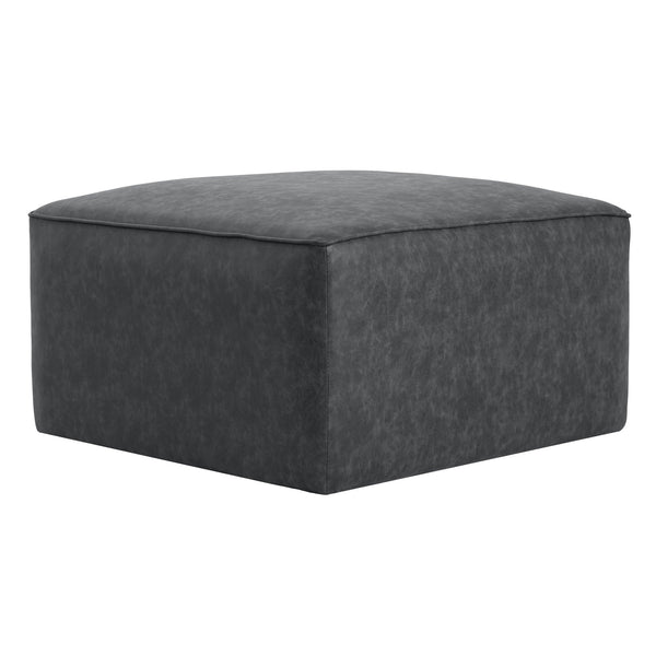 English Elm Upholstered Corduroy Square Ottoman Plywood Frame Sectional Footrest for Living Room Black N757P414087B