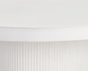 Sunpan Nicolette Dining Table – Contemporary Round Design with Unique Concrete Finish for Indoor and Outdoor Use White