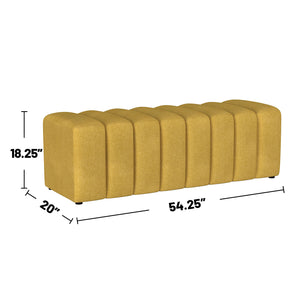 English Elm Fabric Upholstered Accent Bench with Arms in Soft Neutral Fabric, Sleek Black Legs for Modern Chic Seating Mustard yellow B016P383660