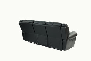 English Elm Plush Oversized Manual Motion Sofa In Black Bonded Leather - 3-Seat Comfort For Stylish Living Rooms B011P205577-GIGA