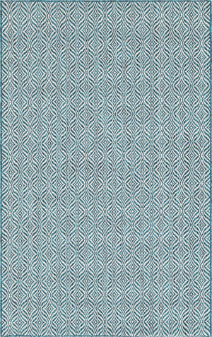 Unique Loom Outdoor Trellis Deco Trellis Machine Made Trellis Rug Teal, Ivory 5' 3" x 8' 0"