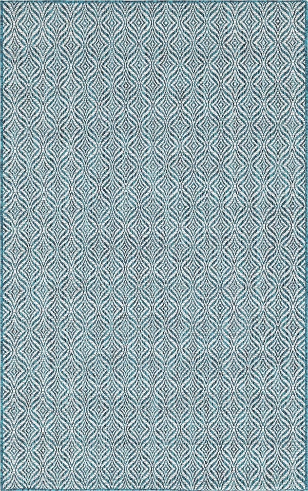Unique Loom Outdoor Trellis Deco Trellis Machine Made Trellis Rug Teal, Ivory 5' 3" x 8' 0"