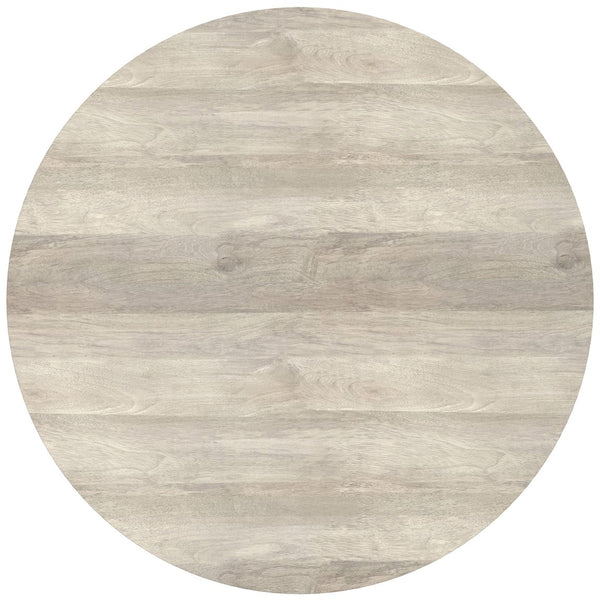 English Elm Rayburn Round Solid Mango Wood Cocktail Table with Matte Black Legs for Living Room White B136P429079