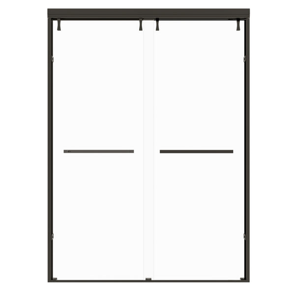 English Elm 44 to 48 Inch Semi Frameless Double Sliding Shower Door with Clear Tempered Safety Glass Matte Black W1920P228045