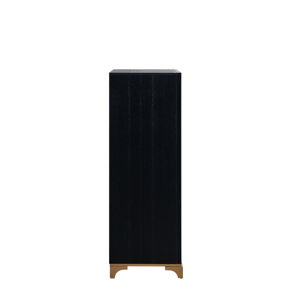 English Elm Kramer 5-drawer Chest Black Wood Laminate Gold Trim Glam Bedroom Storage B078P497917