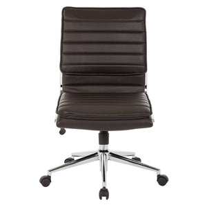 OSP Home Furnishings Armless Mid-back Faux Leather Office Chair with Lumbar Support and Chrome Base Espresso SPX23592C-U1