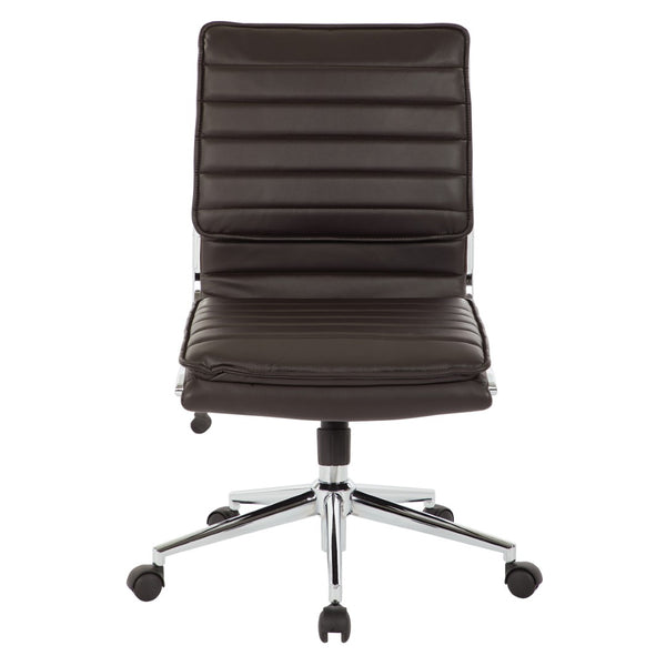 OSP Home Furnishings Armless Mid-back Faux Leather Office Chair with Lumbar Support and Chrome Base Espresso SPX23592C-U1