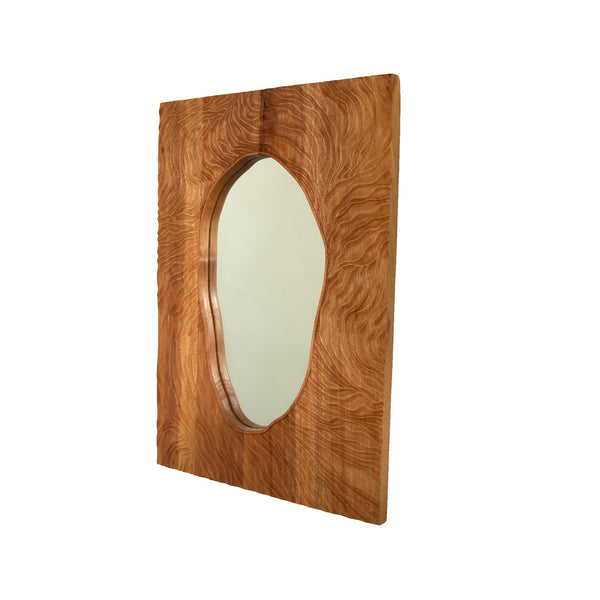 English Elm 20'' Timeline Mirror Rustic Rosewood Wall Mirror with Irregular Edge, Antique Grain, D-Ring Mounting, Versatile Decor W2615P346482