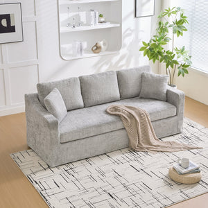 English Elm 83.86" Wide Chenille Three-seater Sofa Deep Cushioned Living Room Couch with Removable Covers Gray W3189S00013
