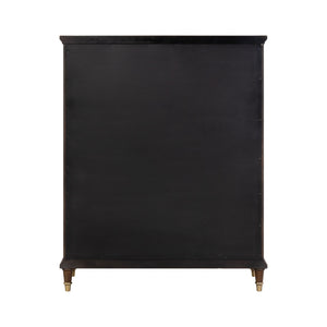English Elm 1pc Transitional Dark Cherry Rubberwood Chest Dovetail Drawers Gold Knobs Bedroom B2741P446686