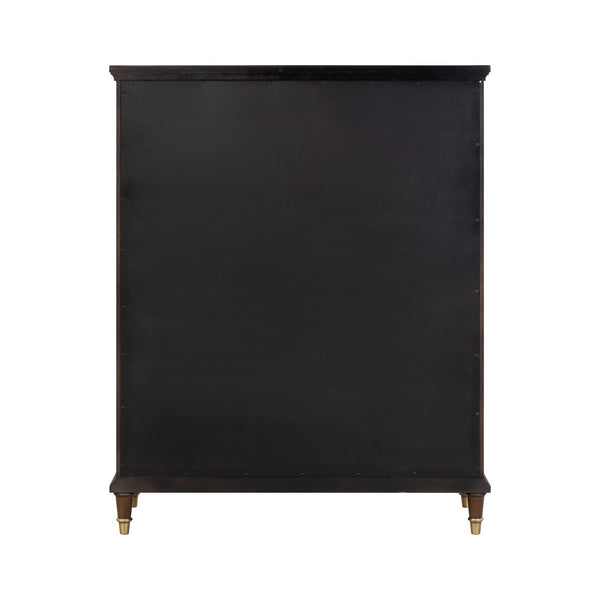 English Elm 1pc Transitional Dark Cherry Rubberwood Chest Dovetail Drawers Gold Knobs Bedroom B2741P446686