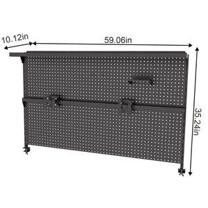 English Elm Metal Pegboard Workstation Organizer Dual Monitor Arms Powder Coated Steel Gaming Desk Black W2700P346780