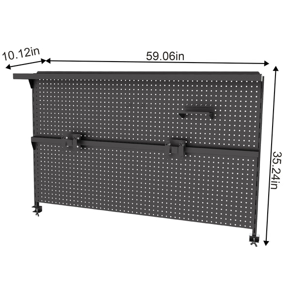 English Elm Metal Pegboard Workstation Organizer Dual Monitor Arms Powder Coated Steel Gaming Desk Black W2700P346780