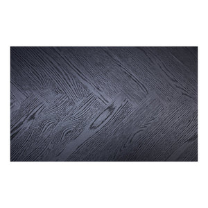 English Elm William Herringbone Oak Veneer Dining Table Seats Six Contemporary Black Finish B2769S00015