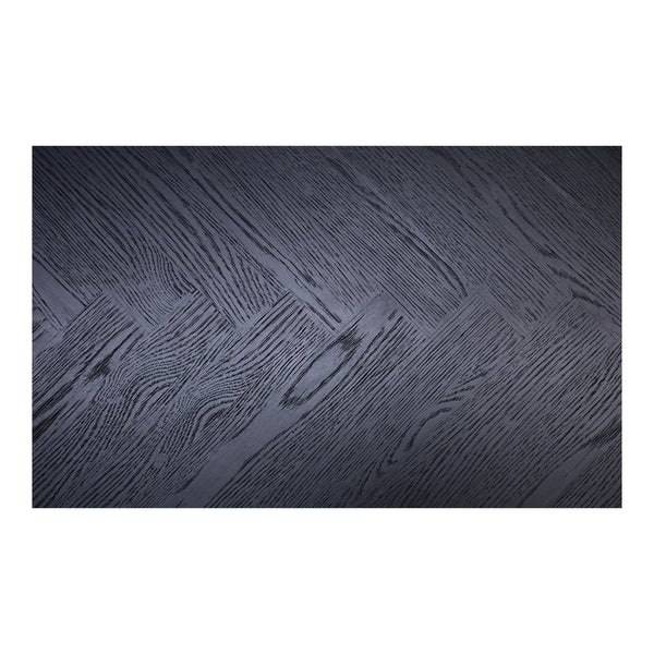 English Elm William Herringbone Oak Veneer Dining Table Seats Six Contemporary Black Finish B2769S00015