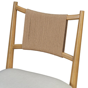 English Elm Upholstered Linen Dining Chairs Set of 2 Rubberwood Mid-century Woven Paper Rope Back Beige,Light Brown,Natural N776P385751B