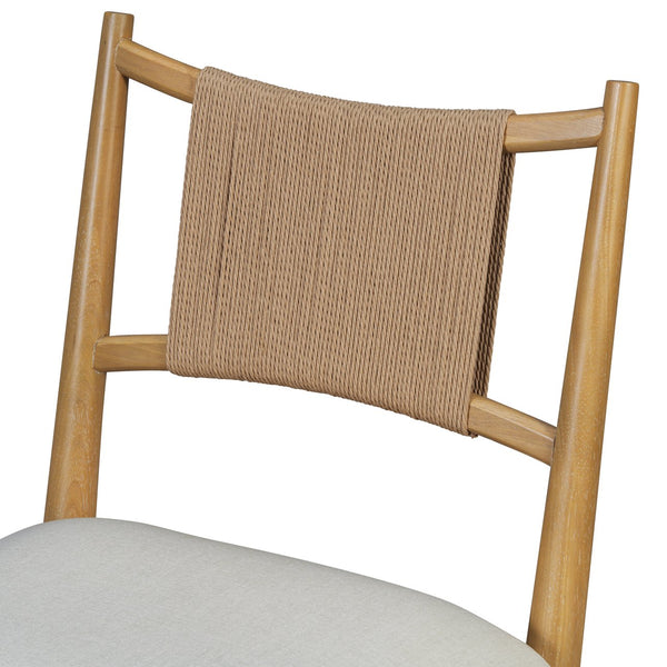 English Elm Upholstered Linen Dining Chairs Set of 2 Rubberwood Mid-century Woven Paper Rope Back Beige,Light Brown,Natural N776P385751B