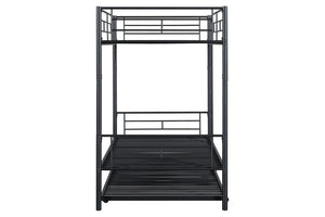 English Elm Contemporary Twin-Over-Twin Bunk Bed with Pull-Out Trundle and Built-In Ladder for Space-Saving Rooms Black 80 L x 15 W x 7 H B2741P350233