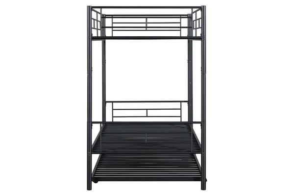 English Elm Contemporary Twin-Over-Twin Bunk Bed with Pull-Out Trundle and Built-In Ladder for Space-Saving Rooms Black 80 L x 15 W x 7 H B2741P350233