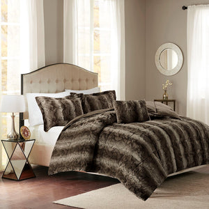English Elm Full/Queen Luxurious Zuri Faux Fur Comforter Set with Hypoallergenic Fill, Reversible Faux Mink Elegance Dark Brown 23.62 L x 13.39 W x 13.39 H B03596923