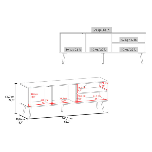 English Elm Long Beach TV Stand Modern White Engineered Wood with Large Cabinet & Open Shelves for Organized Living Room B092P269900